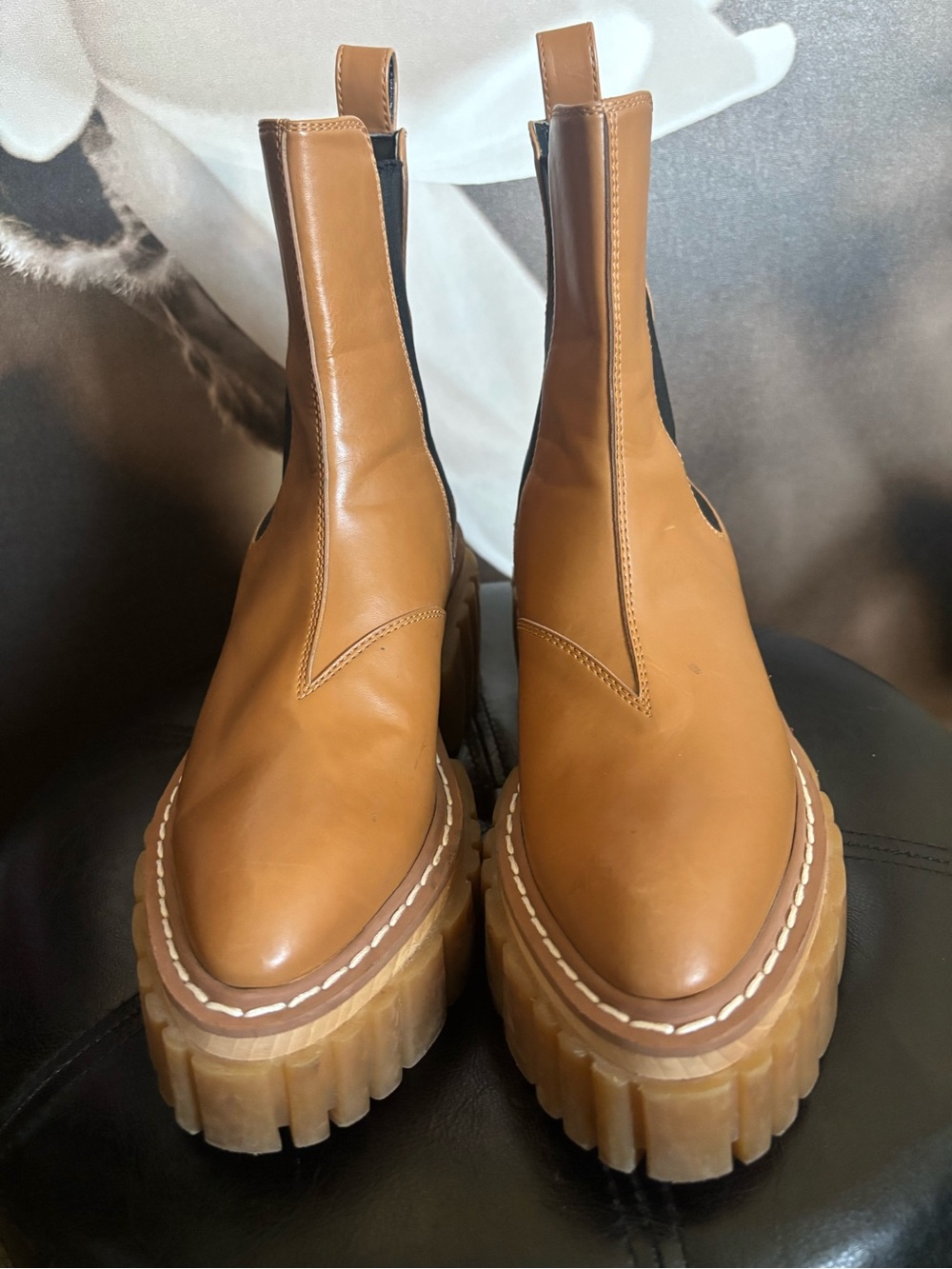 Stella McCartney Tan Platform Chelsea Booties